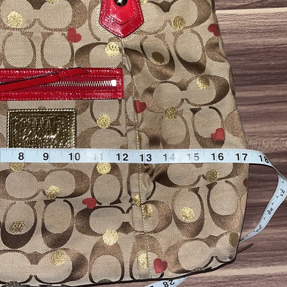 Limited edition, COACH POPPY KHAKI/RED LAURA SECRET ADMIRER LARGE TOTE BAG - Picture 8 of 16